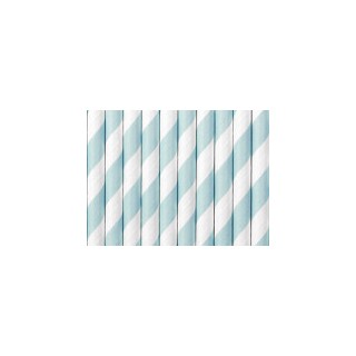Paille en carton blanc/bleu ciel