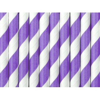 Paille en carton blanc/violet