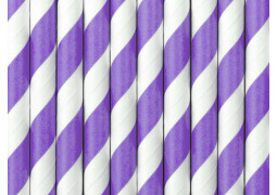 Paille en carton blanc/violet