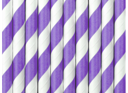 Paille en carton blanc/violet