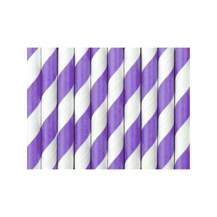 Paille en carton blanc/violet