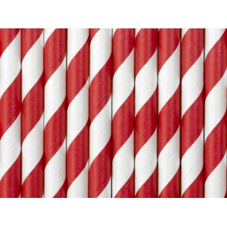Paille en carton blanc/rouge