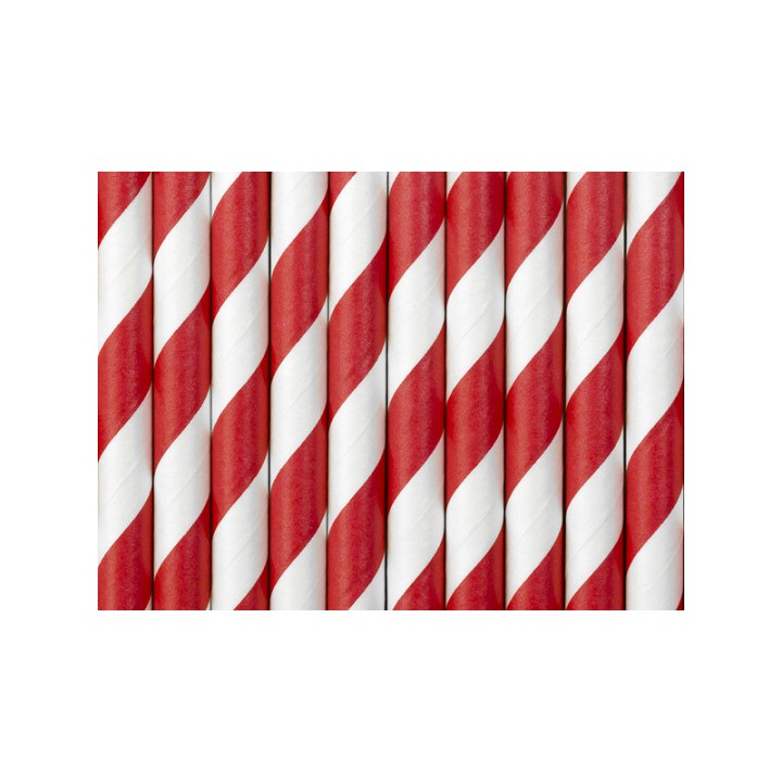 Paille en carton blanc/rouge