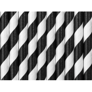 Paille en carton blanc/noir