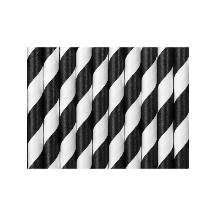 Paille en carton blanc/noir
