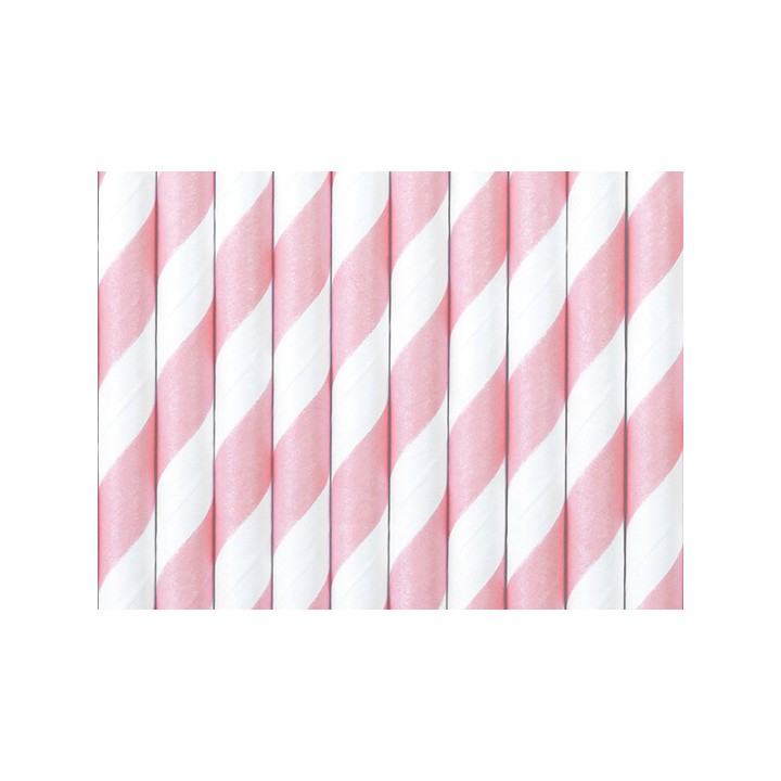 Paille en carton blanc/rose