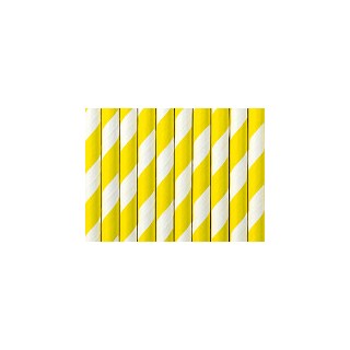 Paille en carton blanc/jaune
