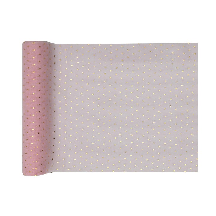 Chemin de table plumetis rose