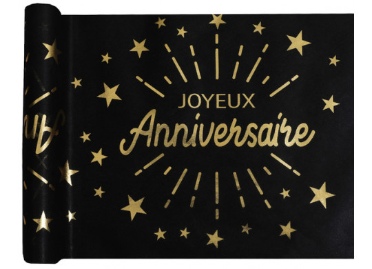 Chemin de table anniversaire étincelant noir Chemin de table anniversaire étincelant noir