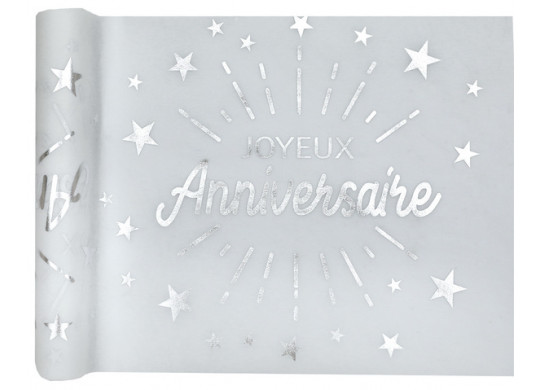 Chemin de table anniversaire blanc et or (x1) REF/5668