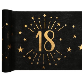Chemin de table anniversaire étincelant "18" noir