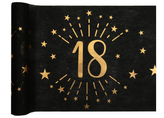 Chemin de table anniversaire étincelant "18" noir Chemin de table anniversaire étincelant "18" noir