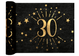 Chemin de table anniversaire étincelant "30" noir