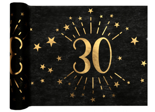 Chemin de table anniversaire étincelant "30" noir Chemin de table anniversaire étincelant "30" noir
