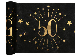 Chemin de table anniversaire étincelant "50" noir