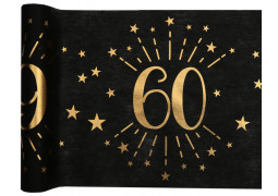 Chemin de table anniversaire étincelant "60" noir