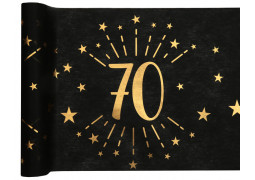 Chemin de table anniversaire étincelant "70" noir