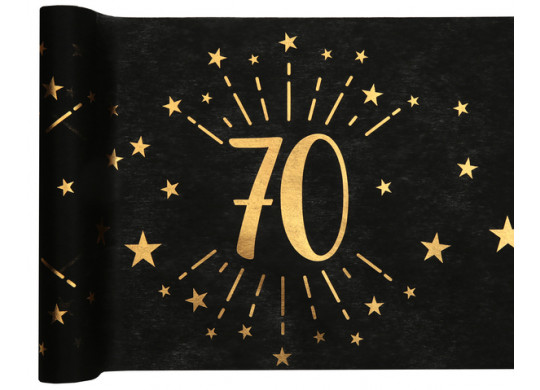 Chemin de table anniversaire étincelant "70" noir Chemin de table anniversaire étincelant "70" noir