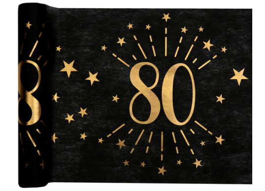 Chemin de table anniversaire étincelant "80" noir Chemin de table anniversaire étincelant "80" noir