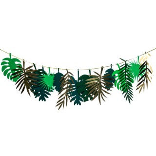 Guirlande feuilles tropicales vert/or