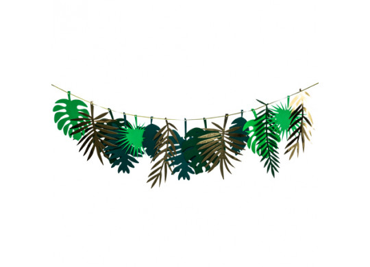 Guirlande feuilles tropicales vert/or