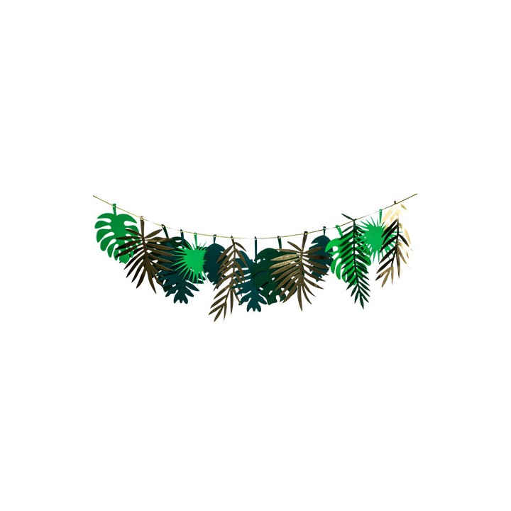 Guirlande feuilles tropicales vert/or