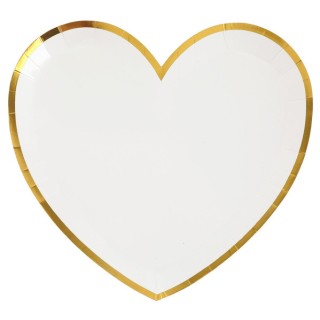 10 assiettes coeur blanc
