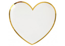 10 assiettes coeur blanc