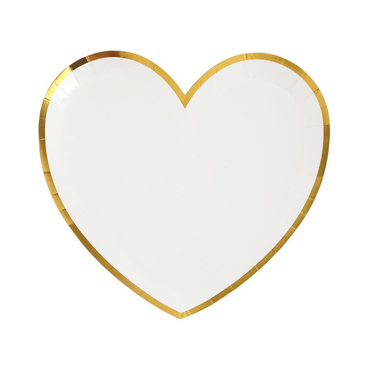 10 assiettes coeur blanc