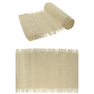 Chemin de table jute naturelle frange  - Décoration de table