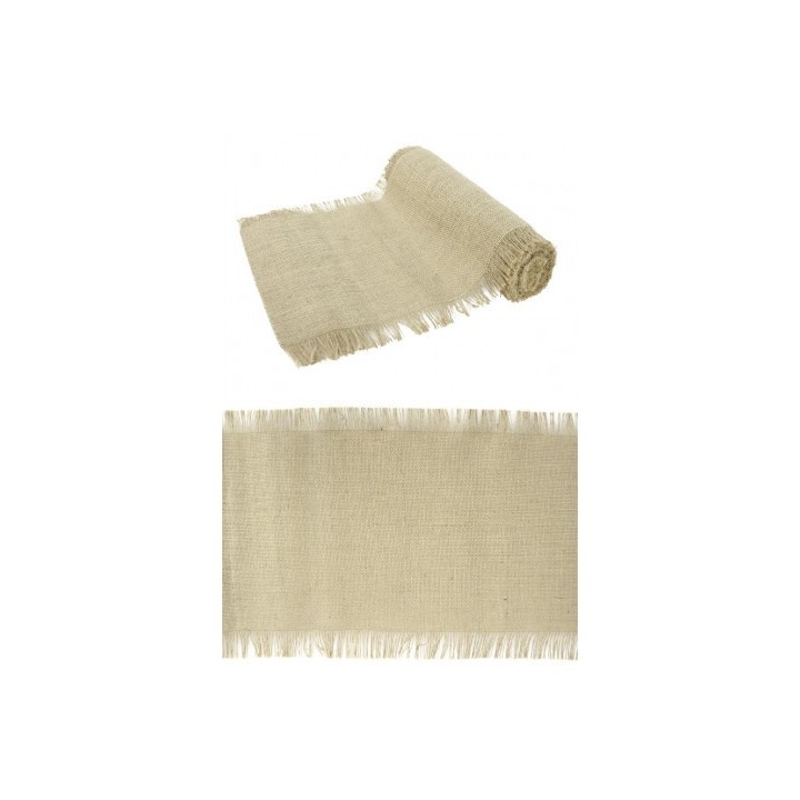 Chemin de table jute naturelle frange  - Décoration de table