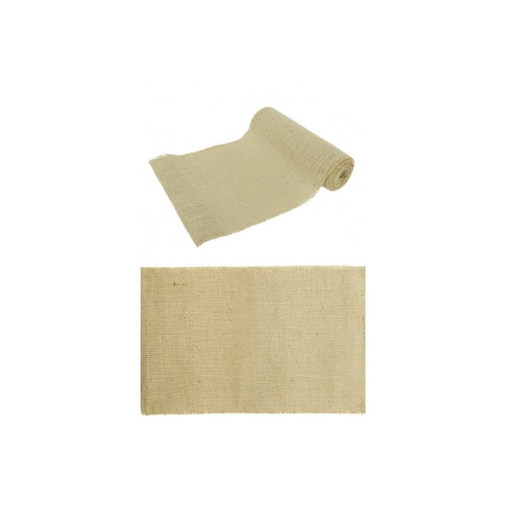 Chemin de table jute naturelle fil d'or - Décoration de table