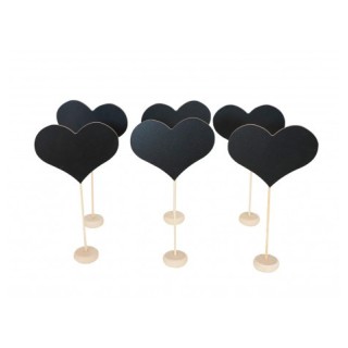 Marque table coeur ardoise x6 - Décoration de table