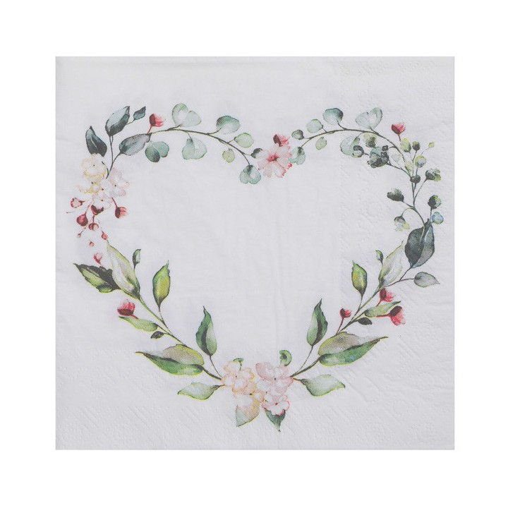 20 serviettes coeur végétal