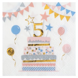 20 serviettes kitty party anniversaire "5"