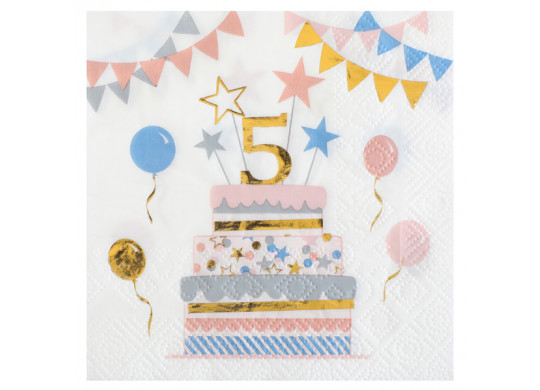 20 serviettes kitty party anniversaire "5"