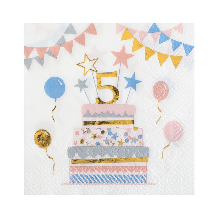 20 serviettes kitty party anniversaire "5"