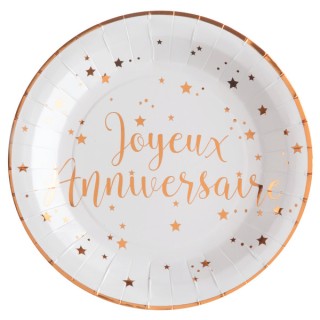 10 assiettes anniversaire rose gold
