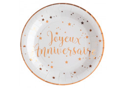 10 assiettes anniversaire rose gold