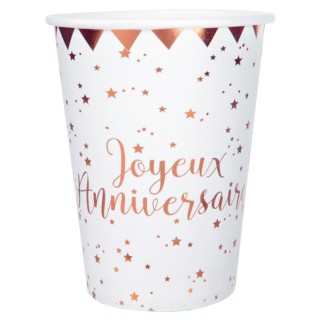 10 gobelets anniversaire rose gold