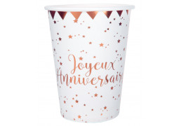 10 gobelets anniversaire rose gold