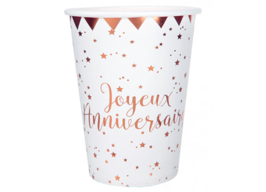 10 gobelets anniversaire rose gold