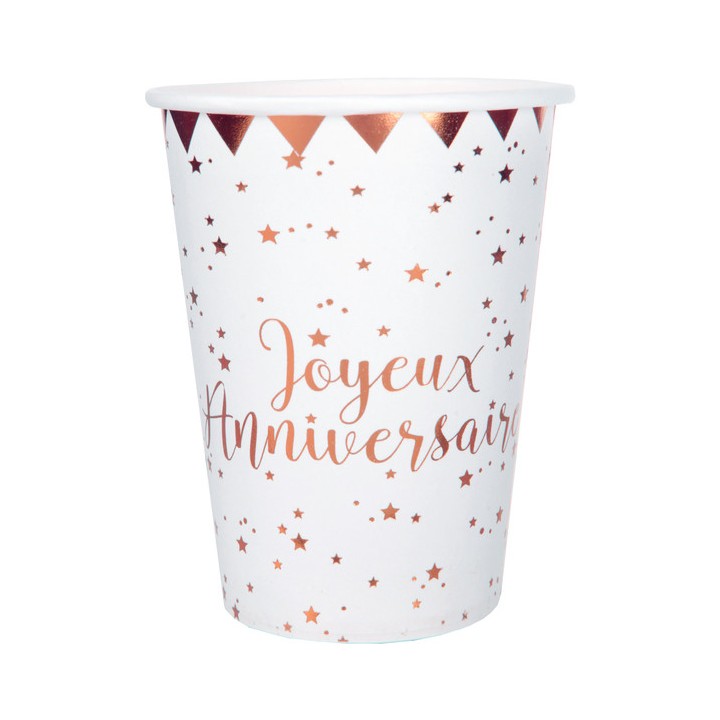 10 gobelets anniversaire rose gold