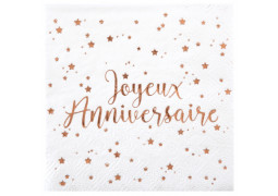 20 serviettes anniversaire rose gold