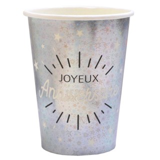 Gobelets anniversaire étincelant 27 cl x10 - Décoration table