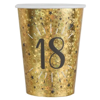 10 gobelets anniversaire étincelant or "18"