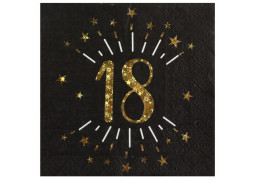 10 serviettes anniversaire étincelant noir "18"