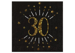 10 serviettes anniversaire étincelant noir "30"