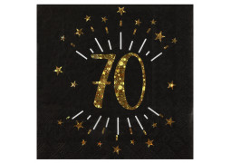 10 serviettes anniversaire étincelant noir "70"