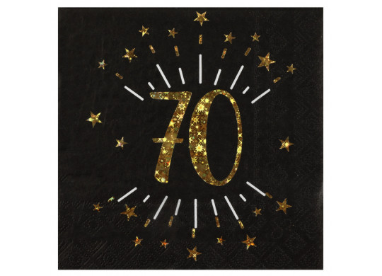 10 serviettes anniversaire étincelant noir "70"